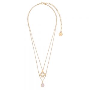 P134-33-collar-de-40-cm-mÁs-10cm-de-extensiÓn-en-baÑo-de-oro-con-piedras-color-cristal-y-rosa-claro.-proyecto-scholas