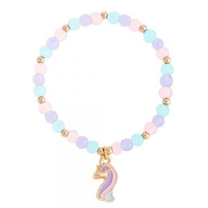 3194510-23-pulsera-elastica-con-dije-en-baño-de-oro-con-piedras-color-aguamarina,-rosa-claro-y-azul-claro